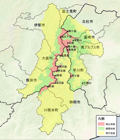 南アルプスエコパークエリアマップ